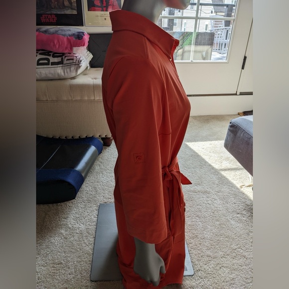 NY&C Woman Size S Orange Dress Side Pockets, Belted Knee Length Unique - Picture 3 of 5